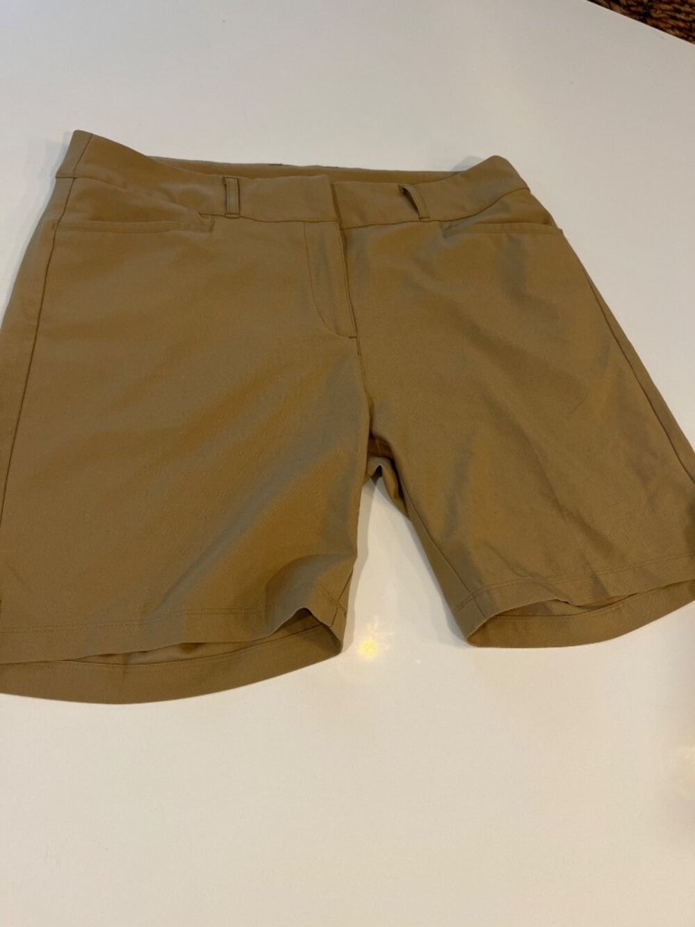 Adidas Womens Khaki Golf Shorts Size 10 Casual Stretch Lightweight Activewear
